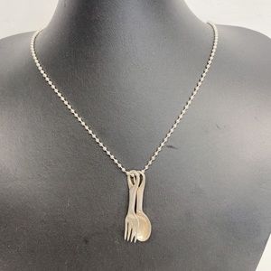 Sterling Silver Necklace/ Fork & Spoon Pendant